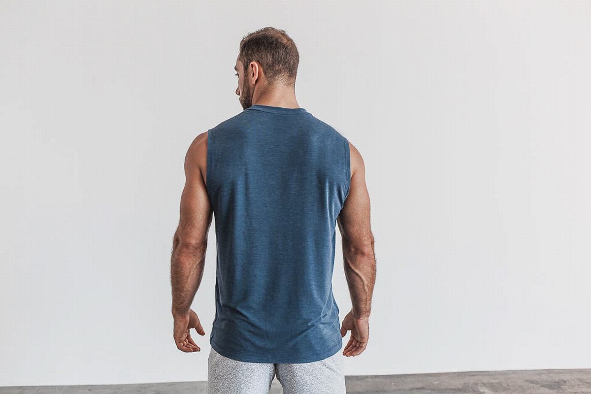 Nobull Sleeveless Men's T Shirts Deep Turquoise | Australia (PD5487)